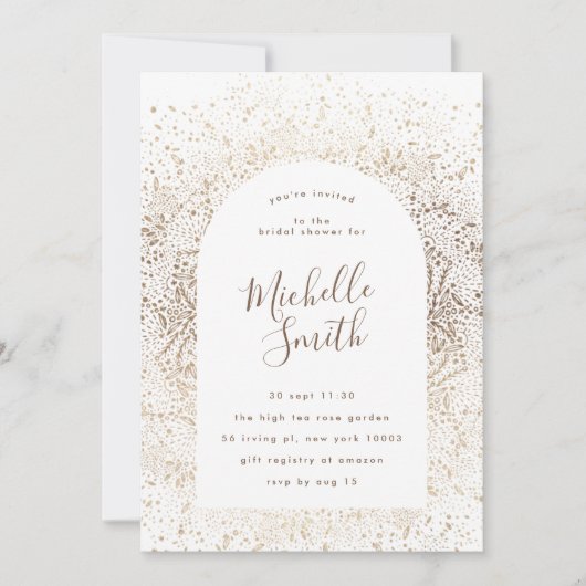 Gold Foil Botanical Whimsical Arch Lijst Bridal Kaart (Voorkant)