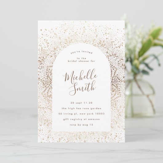 Gold Foil Botanical Whimsical Arch Lijst Bridal Kaart (Staand voorkant)