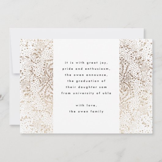 Gold Foil Botanicals en Black Text Afstudeerder Fo Aankondiging (Achterkant)
