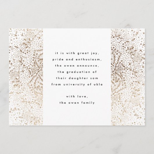 Gold Foil Botanicals en Black Text Afstudeerder Fo Aankondiging (Achterkant)