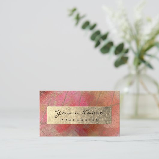 Gold Foil Botanische Abstracte Influencer Artist Visitekaartje (Staand voorkant)