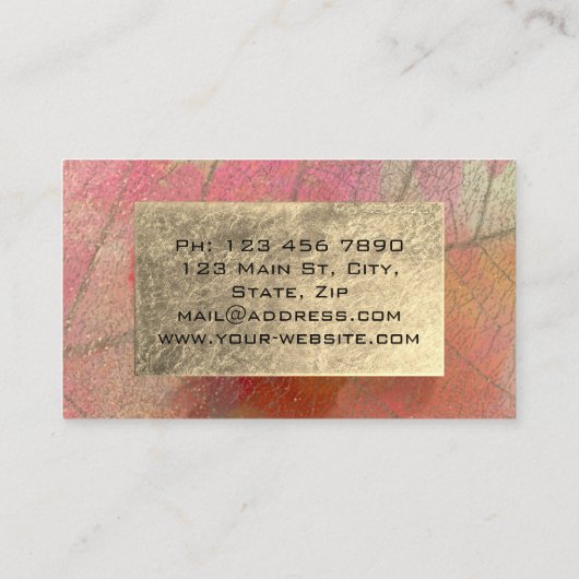 Gold Foil Botanische Abstracte Influencer Blogger Visitekaartje (Achterkant)