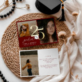 Gold Foil Bourgogne Afstuderen Klasse 2025 Partij Folie Uitnodiging