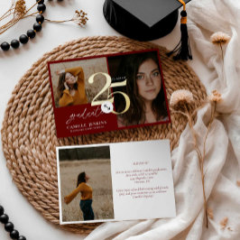 Gold Foil Bourgogne Afstuderen Klasse 2025 Partij Folie Uitnodiging