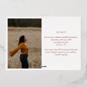 Gold Foil Bourgogne Afstuderen Klasse 2025 Partij Folie Uitnodiging (Achterkant)