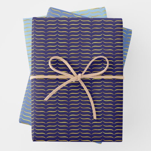 Gold Foil Brackets en blauwe achtergrond Inpakpapier Vel (In situ)