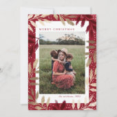 Gold Foil Branches 3 Fotokerstmis Feestdagenkaart (Voorkant)