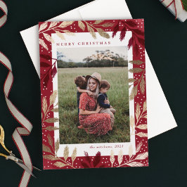 Gold Foil Branches 3 Fotokerstmis Feestdagenkaart