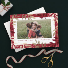 Gold Foil Branches 3 Fotokerstmis Feestdagenkaart