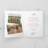 Gold Foil Branches Merry Kerstmis 3 Foto Feestdagen Kaart (Binnen)