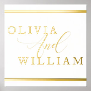 Gold Foil Bride & Groom Names Weddenschap Welkom Folie Afdrukken