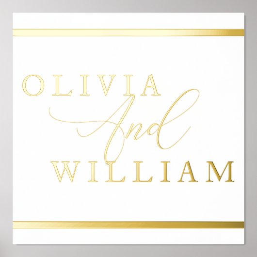 Gold Foil Bride & Groom Names Weddenschap Welkom Folie Afdrukken (Voorkant)