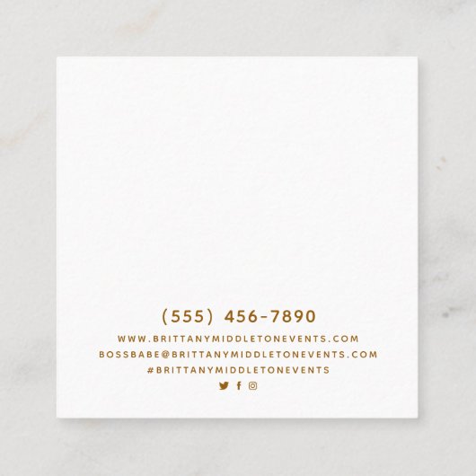 Gold Foil Brown Beige op maat gesneden Vierkante Visitekaartje (Achterkant)