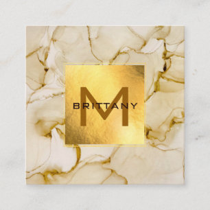 Gold Foil Brown Beige op maat gesneden Vierkante Visitekaartje