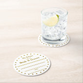 Gold Foil bruiloft 2 cent voor bruid en bruin Ronde Kartonnen Onderzetter (Insitu)