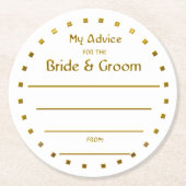 Gold Foil bruiloft 2 cent voor bruid en bruin Ronde Kartonnen Onderzetter (Voorkant)