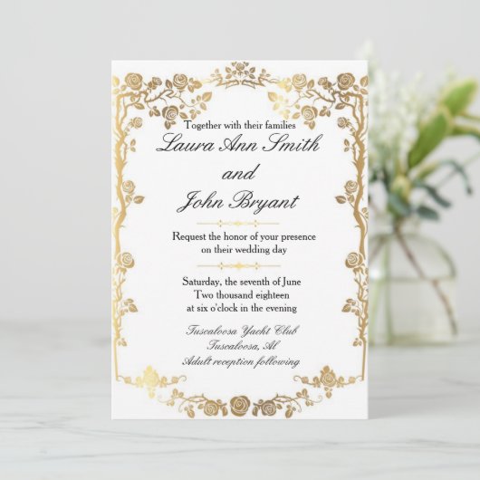 Gold foil bruiloft kaart (Staand voorkant)