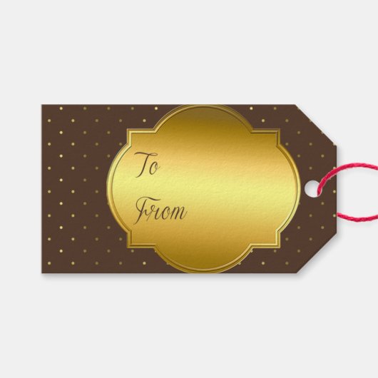 Gold Foil, bruin gebotteld Label Cadeaulabel (Voorkant (Horizontaal))