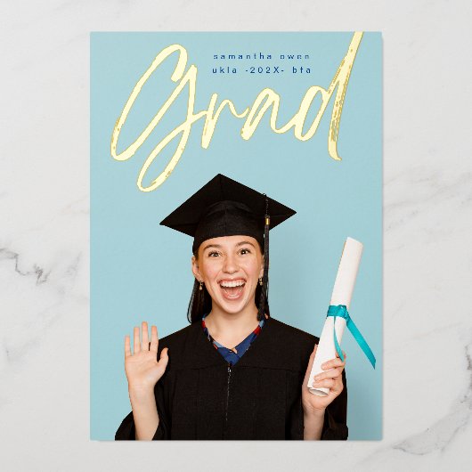 Gold Foil Brush Afstudeerder Moderne aankondiging  (Voorkant)