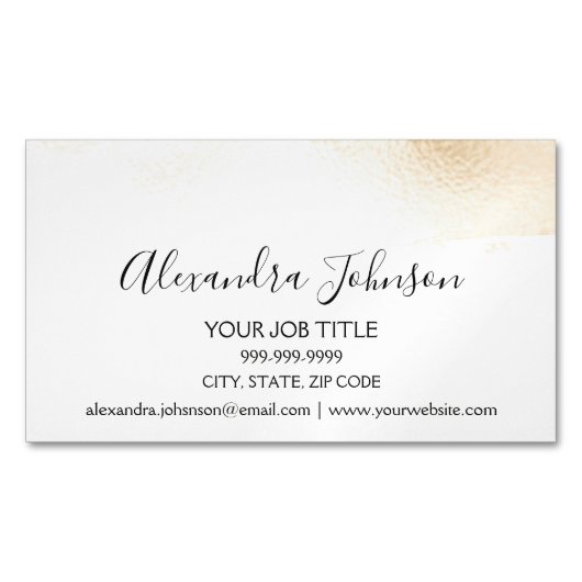 Gold Foil Brush Stroke Modern en Elegant Magnetisch Visitekaartje (Voorkant)
