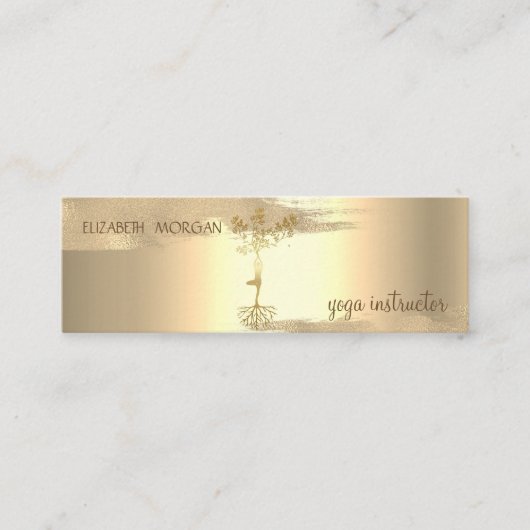 Gold Foil Bruske Stroke, Tree Women Silhouette Mini Visitekaartje (Voorkant)