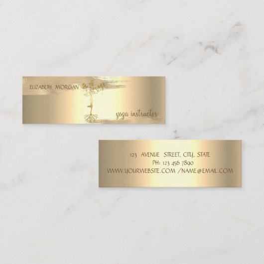 Gold Foil Bruske Stroke, Tree Women Silhouette Mini Visitekaartje (Voorkant / Achterkant)