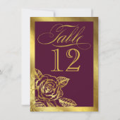 Gold Foil Burgundy  Botanische Table Kaart (Achterkant)