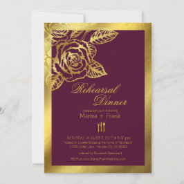 Gold Foil Burgundy  Rozen repetitie Dinner Kaart