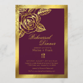 Gold Foil Burgundy  Rozen repetitie Dinner Kaart