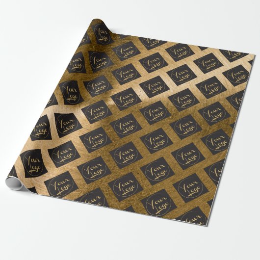 Gold Foil Business Logo Marketing Wrapping Paper Cadeaupapier (Uitgerold)