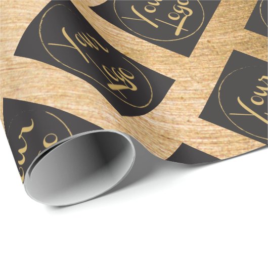 Gold Foil Business Logo Marketing Wrapping Paper Cadeaupapier (Rol Hoek)