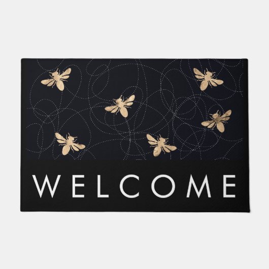 Gold Foil Busy Bee Print Welkom Mat (Voorkant)
