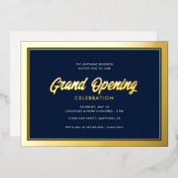 Gold Foil Calligrafie Blue Grand Opening