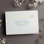 Gold Foil Calligraphy Confetti Save the Date Kaart