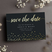 Gold Foil Calligraphy Confetti Save the Date Kaart