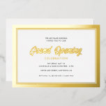 Gold Foil Calligraphy Grand Opening Folie Uitnodiging<br><div class="desc">Deze elegante Grand Opening uitnodiging is voorzien van een ontwerp dat is voorzien van een gouden foliescript en een gouden foliergrens.</div>