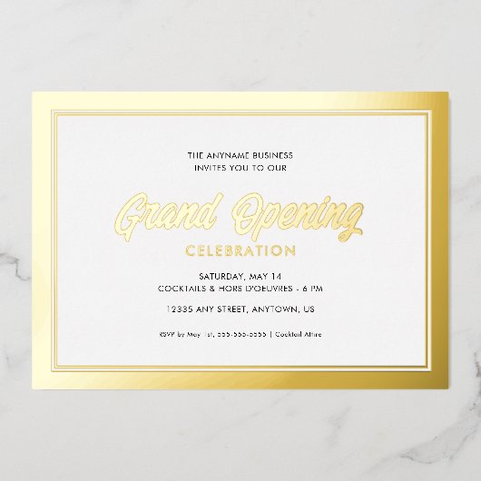 Gold Foil Calligraphy Grand Opening Folie Uitnodiging (Voorkant)