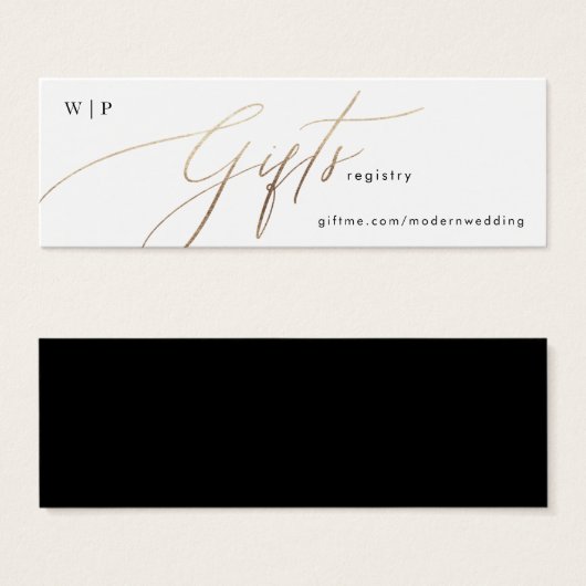 Gold Foil Calligraphy Moderne Wedding Gift Registr Mini Visitekaartjes (Voorkant /achterkant)