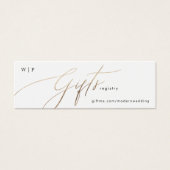 Gold Foil Calligraphy Moderne Wedding Gift Registr Mini Visitekaartjes (Voorkant)