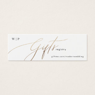 Gold Foil Calligraphy Moderne Wedding Gift Registr Mini Visitekaartjes