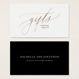 Gold Foil Calligraphy Moderne Wedding Gift Registr Visitekaartje