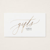 Gold Foil Calligraphy Moderne Wedding Gift Registr Visitekaartje (Voorkant)
