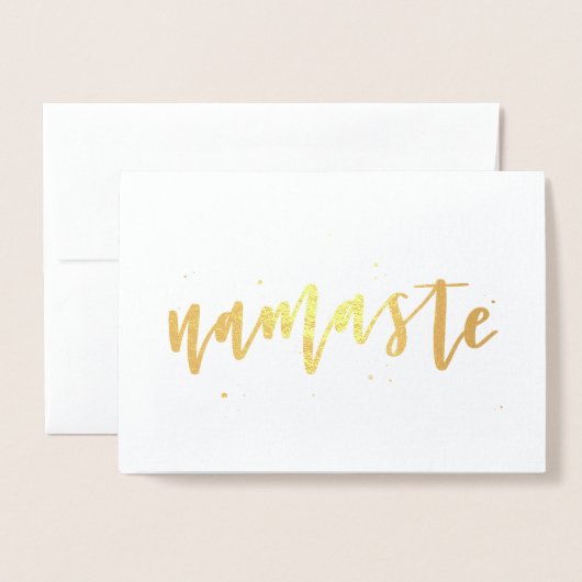 Gold Foil Calligraphy Namaste Wenskaart Folie Kaarten (Voorkant met envelop)