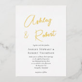Gold Foil Calligraphy Script Modern Wedding Folie Uitnodiging (Voorkant)