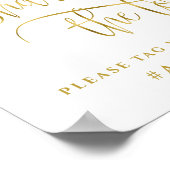 Gold Foil Calligraphy Wedding Hashtag Share Love Poster (Hoek)