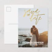 Gold Foil Calligraphy Wedding Personalized Aankondigingskaart (Voorkant / Achterkant)