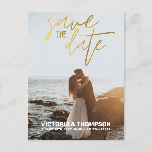 Gold Foil Calligraphy Wedding Personalized Aankondigingskaart (Voorkant)