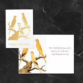 Gold Foil Canary Silhouette Birthday Card Folie Kaarten