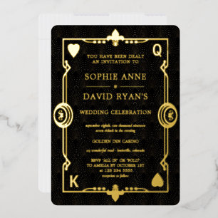GOLD FOIL Casino Night Las Vegas Poker Wedding Folie Uitnodiging