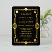 GOLD FOIL Casino Night Las Vegas Poker Wedding Folie Uitnodiging (Staand Voorkant)